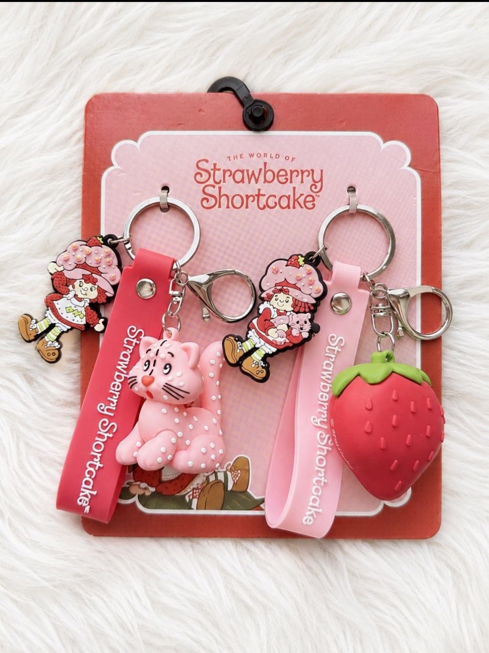 Strawberry Shortcake Keychain Bag Charm 2pc Set - Pink & Red New